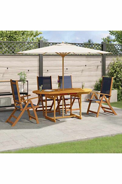 vidaxl Set mobilier de gradina, 5 piese, lemn masiv acacia/textilena