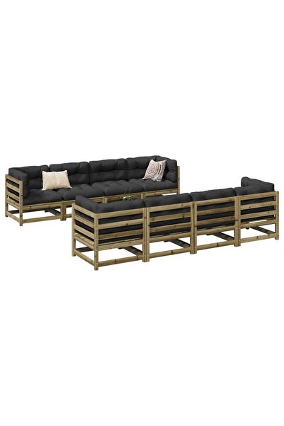 vidaxl Set canapea de gradina, 9 piese, lemn de pin tratat
