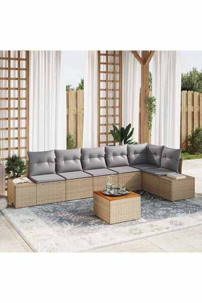 vidaxl Set de canapele pentru gradina 7 pcs Beige È™i gri deschis