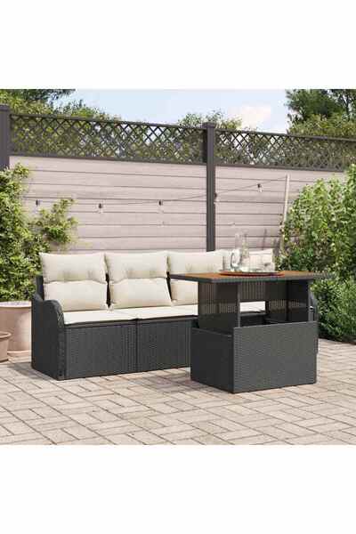 vidaxl Set de canapele pentru gradina 5 pcs Negru poliratan