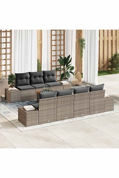 vidaxl Set de canapele pentru gradina 8 pcs Gri poliratan