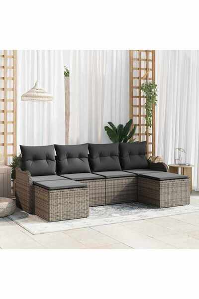 vidaxl Set de canapele pentru gradina 6 pcs Gri poliratan
