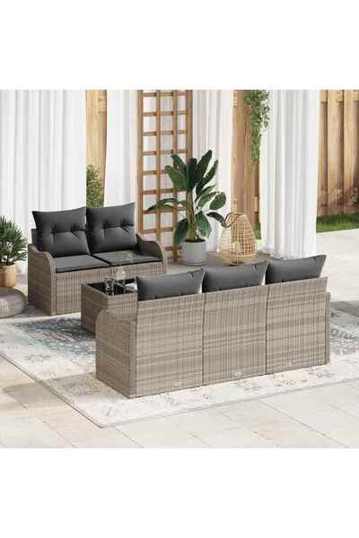 vidaxl Set de canapele pentru gradina Gri deschis poliratan