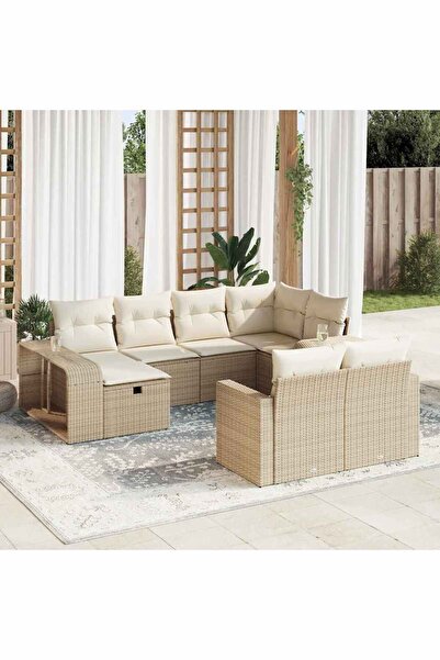 vidaxl Set canapele de gradina cu perne, 10 piese, bej, poliratan