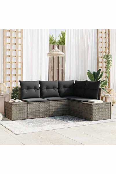vidaxl Set de canapele pentru gradina 4 pcs Gri poliratan