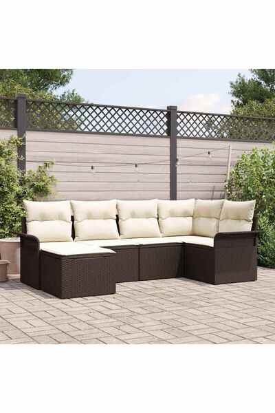 vidaxl Set de canapele pentru gradina cu perna 6 pcs Maro poliratan