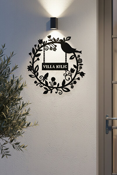 Grandmix Kişiye Özel Villa Kapı Tabelası Dekoratif Bahçe ve Ev Duvar Süsü Kap...