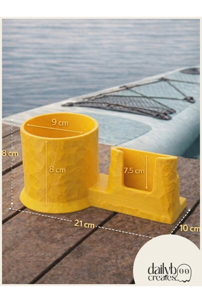 Genel Markalar SUP Board Telefon Termos Tutucu Paddle Board Kano Aksesuar 3D Baskı Lastik Bağlantılı-Sarı