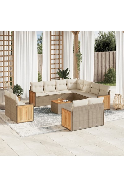 vidaxl Set canapele de gradina cu perne, 12 piese, bej, poliratan