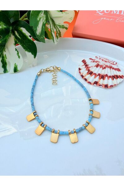 QUMLA BRONZ PLAKALI AFGAN TAŞI BİLEKLİK ( 20 CM )