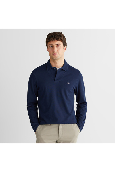 Gant Erkek Lacivert Slim Fit V Yaka Polo