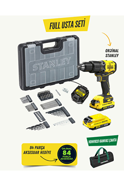 Stanley Darbeli Şarjlı Matkap Fatmax Profesyonel 18v 2ah V20 60 Nm Kömürsüz Ç...