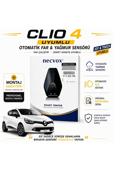 Necvox Renault Clio 4 Yağmur ve Otomatik Far Sensörü Seti Tak Çalıştır Uyumlu...
