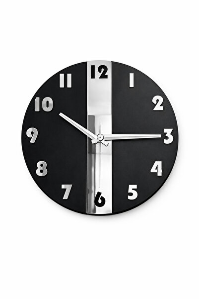AS TASARIM LAZER Aevum model decorative wall clock - wooden black mdf with si...