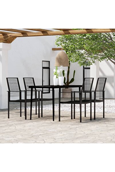 vidaxl Set de servit masa pentru gradina, 5 piese, negru