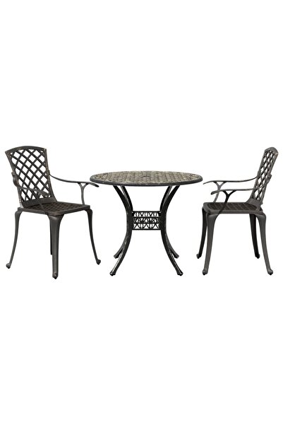 vidaxl Set mobilier bistro, 3 piese, bronz, aluminiu turnat