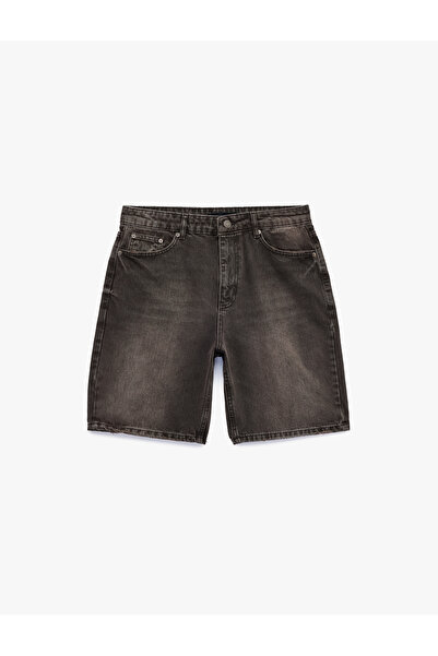 Koton Pantaloni scurți din denim tip Bermuda, cu buzunare din bumbac, talie n...