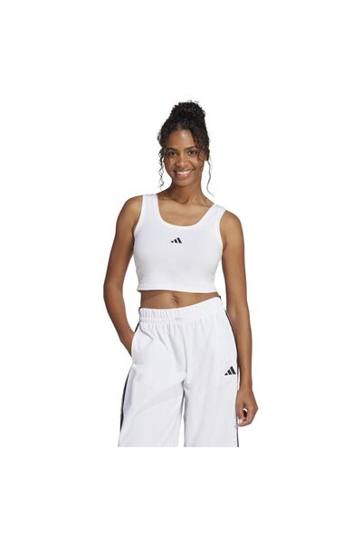 adidas Maiou scurt de damă din jerseu simplu, cu logo mic, mărimea M