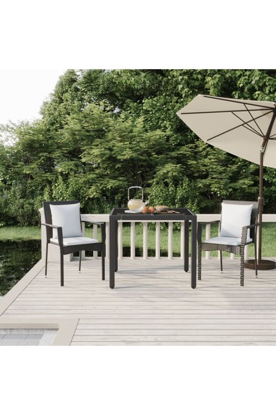 Concept Set mobilier de grădină cu perne, 3 piese, negru, poliratan
