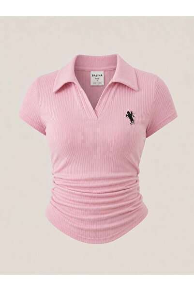 BALİNA Polo Collar Ribbed Premium Blouse - the Solo