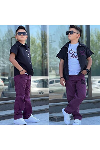 Lucky kidswear SET BĂRBAȚI 3 PIESE CU CĂMAȘĂ BRODATĂ COOL BOY