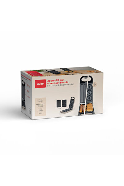 LİVOO Aparat 2 in 1 pentru gogosi si churros DOP261C, 700W, 6 gogosi sau 4 churros, invelis antiaderent, termostat, sistem rotativ la 180° pentru gatire uniforma