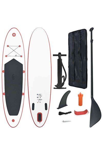 vidaxl Set placÄƒ stand up paddle SUP surf gonflabilÄƒ, roÈ™u È™i alb