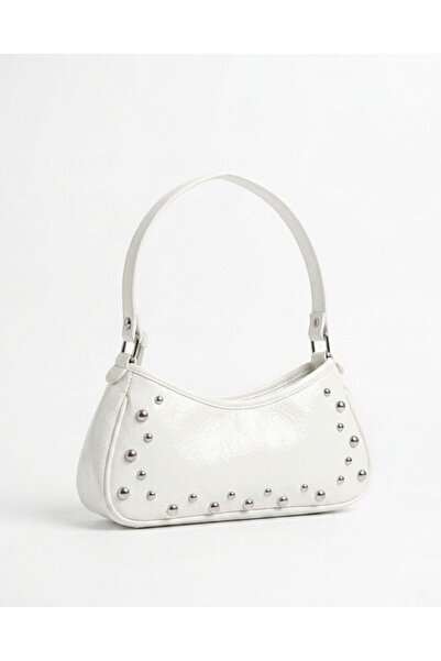 Zealous White Women's Studded Stylish Shoulder Bag for Women