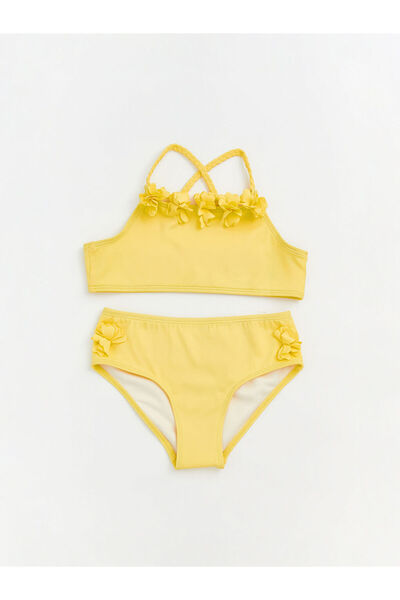 LC Waikiki Bikini pentru fete cu detalii florale galbene