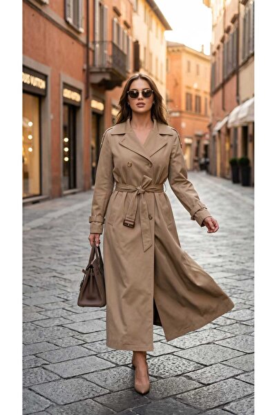 RABİA Urban Grace Kemerli Uzun Trençkot