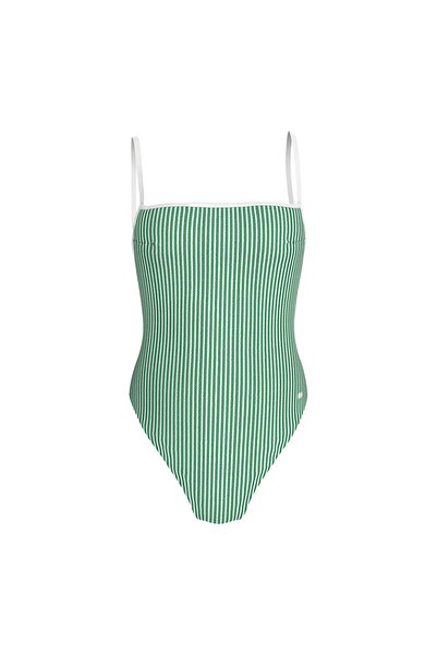 Tommy Hilfiger Costum de baie întreg pentru femei: Textură striată, cu spate ...
