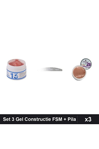 Makeup Set 3 Gel Constructie UV LED FSM 15g, Nuante 13 28, Pila Emma 150/240,...