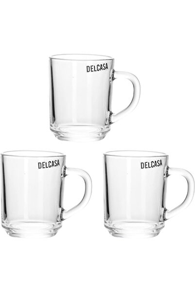 DELCASA DC1884 7 Oz 3 Pcs Glass Mug With Handle Large Coffee Mug, Durable, Sa...