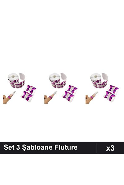Makeup Set 3 Șabloane Fluture 100 Bucăți, Șabloane Unghii Manichiură, Accesor...