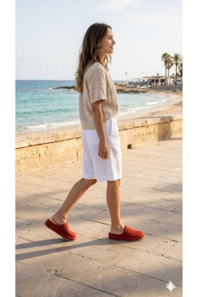 Oneka Shoes Women's Daily Slippers Perforated Ferro Orange Suede Wrap-Around ...