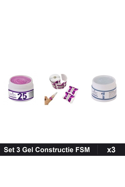 Makeup Set 3 Gel Constructie UV LED FSM 15g, Nuante 25 și 01 Transparent, cu ...