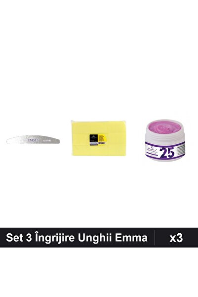 Makeup Set 3 Îngrijire Unghii Emma, Pilă 100/180, Șervețele 900buc, Gel Const...