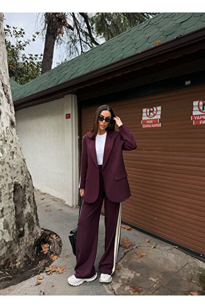 Diemmood Women's Yan Striped Detail Oversized Blazer & Palazzo Set