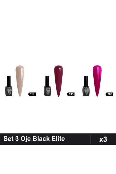 Makeup Set 3 Oje Semipermanente Black Elite 8ml, Nuante 111 035 205, Manichiu...