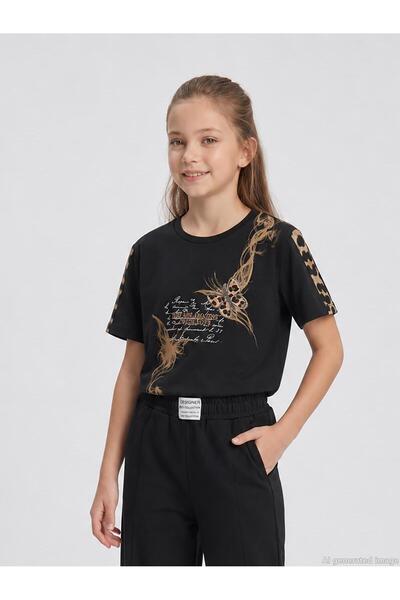 Beneti Girl's T-Shirt for Ages 10-14 - Black
