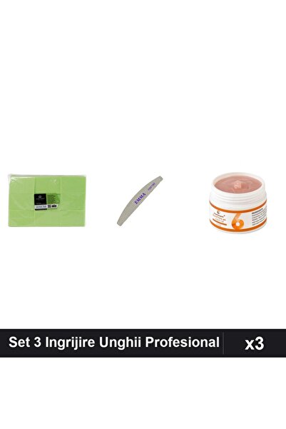 Makeup Set 3 Ingrijire Unghii: 900 Servetele Verde, Pila EMMA 100/180, Gel Co...