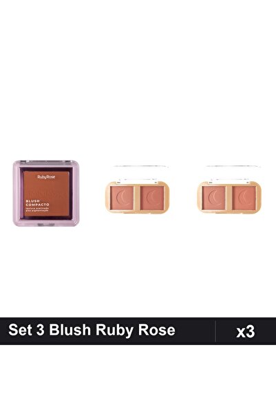 Makeup Set 3 Blush Ruby Rose Compact și Palete Cheek To Cheek 02 03, Nuanțe C...