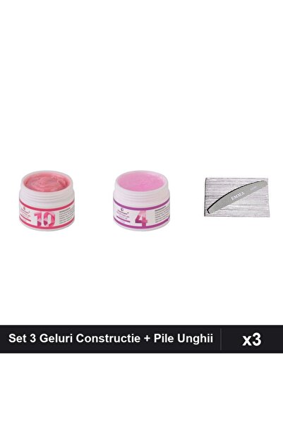 Makeup Set 3 Geluri Constructie UV LED FSM 15g, Nuante 10 04, Pile Unghii Emm...