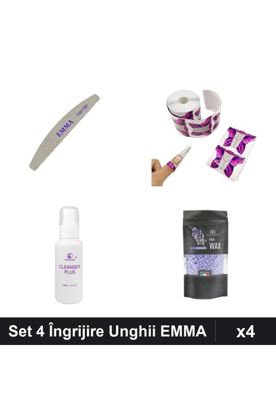 Makeup Set 4 Îngrijire Unghii EMMA - Pilă 100/180, Șabloane Fluture, Degresan...