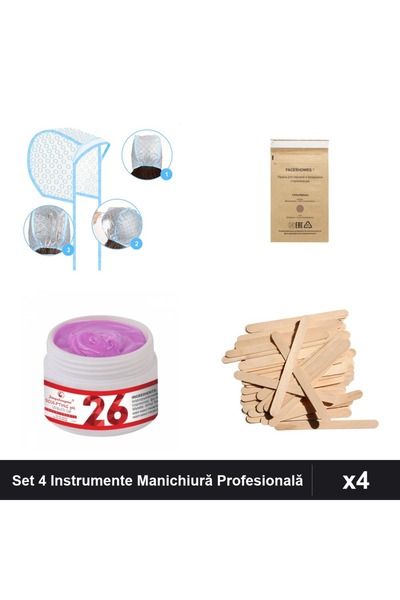 Makeup Set 4 Instrumente Manichiură Profesională, Gel UV LED FSM 15g, Casca B...
