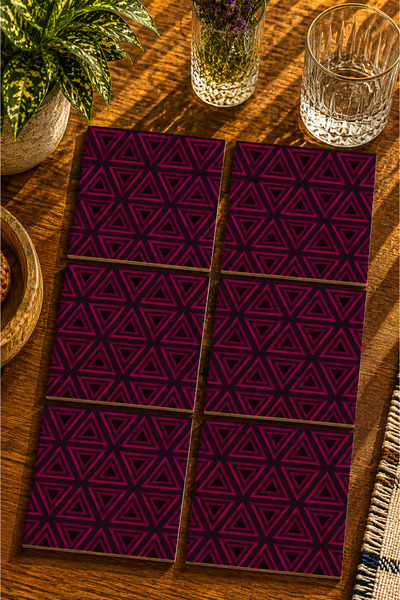 JHAAR Geometric Patterned Modern Design Set of 6 Coasters - Uv Printing Mdf -...