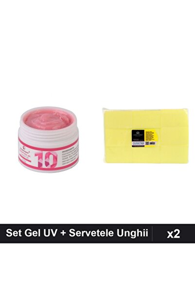 Makeup Set 2 Gel Constructie UV LED FSM 15g + Servetele Unghii 900buc Galben