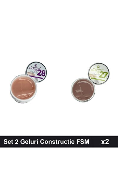 Makeup Set 2 Geluri Constructie UV LED FSM 15g, Nuante 27 28, Manichiura Prof...