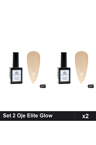 Makeup Set of 2 Global Fashion Elite Glow Semi-Permanent Nail Polish 15ml, Ge...