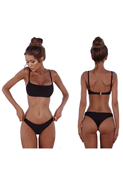 SNM Two Piece Swimsuit Set, M, Adjustable Straps, Non-Padded Cups, Snap Closu...